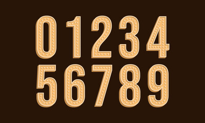 Vintage retro bold numbers, 3D retro number font and font set