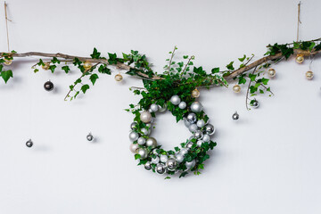 christmas wreath with fresh ivy