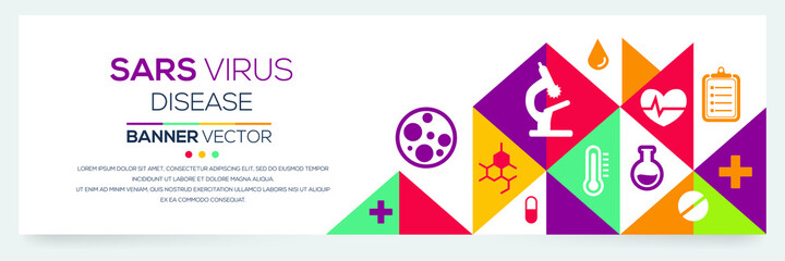 Creative (SARS Virus) disease Banner Word with Icons ,Vector illustration.	