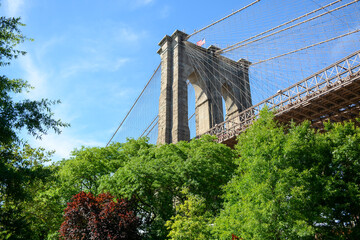 Brooklyn, NY, USA - June 26, 2019: View to Brooklyn Bridge