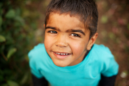 Little Aboriginal Boy Looking Upwards