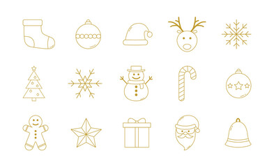 Set of Christmas icons. Xmas elements. Vector