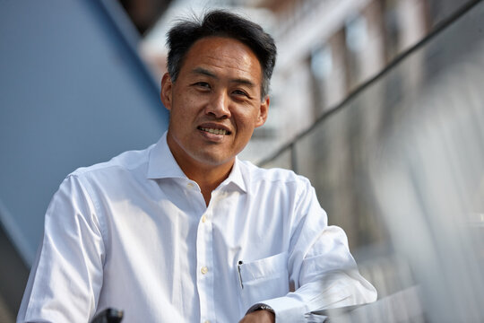 Asian businessman in city