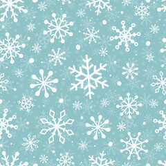 Christmas background with snowflakes. Design of winter seamless pattern. Vector