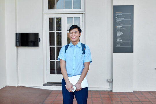 Male High School student on-campus