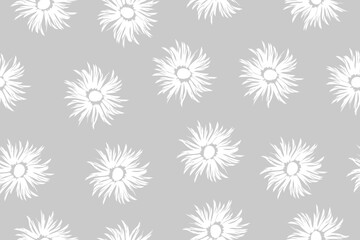 Obraz premium Drawing vector graphics with a floral pattern for design. Abstract white flower natural design isolated on gray background