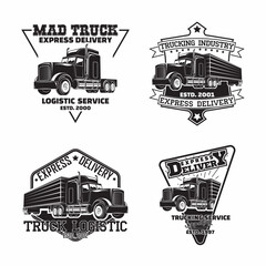 Set of trucking company vintage emblem designs