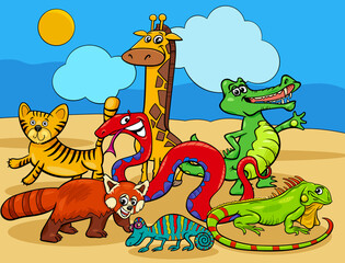 wild animals cartoon characters group