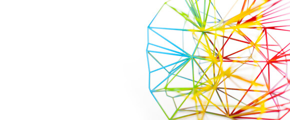 Networked structure in bright colors. 3D printed mesh structure. Vernetze Struktur in bunten...