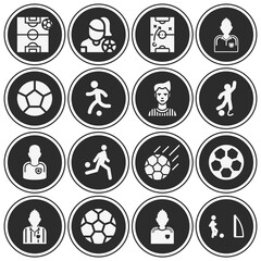 16 pack of association football  filled web icons set