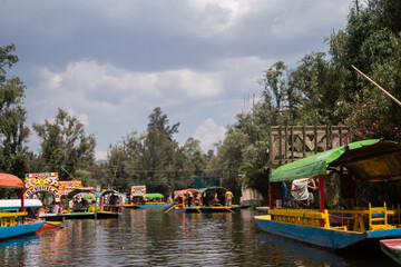 Fototapeta na wymiar Xochimilco boats in southern Mexico City