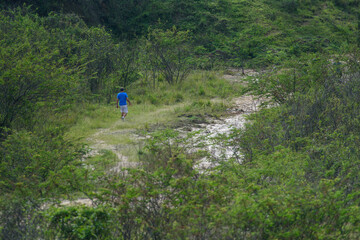 hiking in the mountains