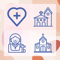 Simple set of catholic related lineal icons