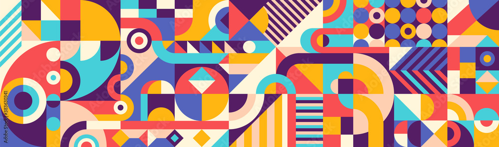 Wall mural abstract geometric pattern design in retro style. vector illustration.