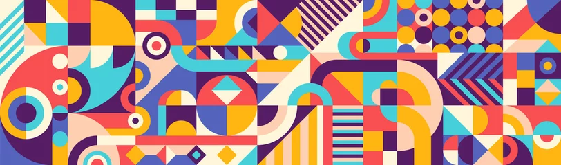 Fotobehang Abstract geometric pattern design in retro style. Vector illustration. © Radoman Durkovic