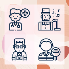 Simple set of professionals related lineal icons