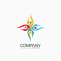 people group logo. with flame concept design vector