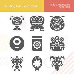 Fototapeta premium Simple set of monstrous related filled icons.