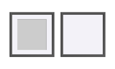 Photo Frames isolated on white background. Empty framing for your design. Realistic square black frames mockup, vector set . Vector template for picture, painting, poster, lettering or photo gallery