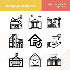 Simple set of rent related lineal icons.