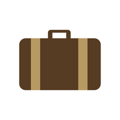 Brown travel suitcase without stickers illustration. Empty clean retro luggage