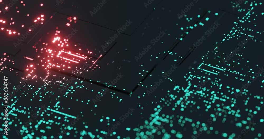 Aufkleber Programming code cascading down on multiple screen. abstract technology background for IT, software developer and computer language. code compiling on reflective screen. 3D render, 4K loop