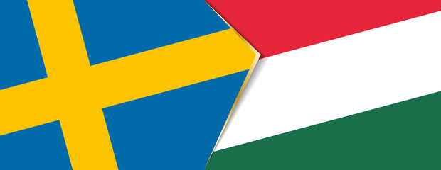 Sweden and Hungary flags, two vector flags.