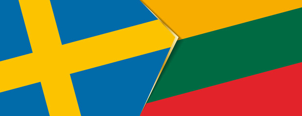 Sweden and Lithuania flags, two vector flags.