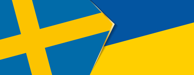 Sweden and Ukraine flags, two vector flags.