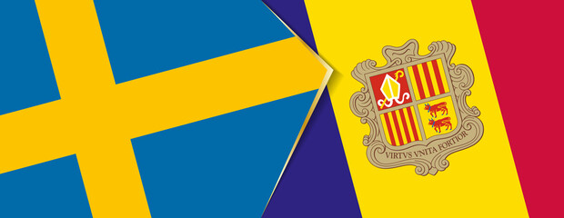 Sweden and Andorra flags, two vector flags.