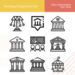 Fototapeta premium Simple set of exposition related lineal icons.
