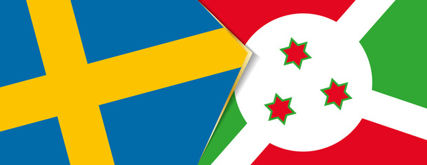 Sweden and Burundi flags, two vector flags.