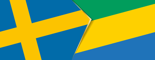 Sweden and Gabon flags, two vector flags.