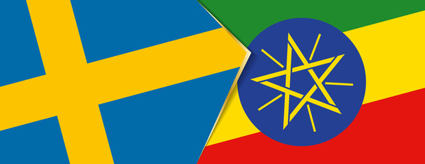 Sweden and Ethiopia flags, two vector flags.