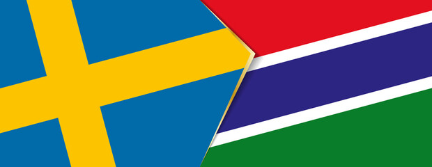 Sweden and Gambia flags, two vector flags.