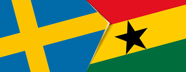 Sweden and Ghana flags, two vector flags.