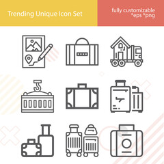 Simple set of cruise related lineal icons.