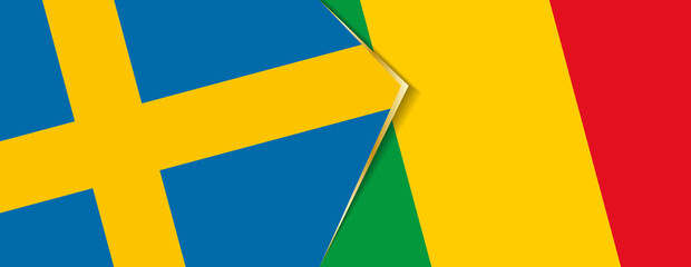 Sweden and Mali flags, two vector flags.