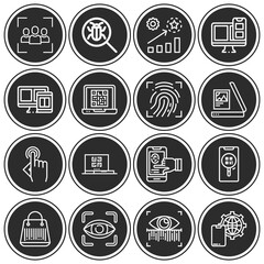 16 pack of coding  lineal web icons set