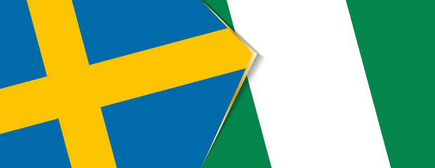 Sweden and Nigeria flags, two vector flags.