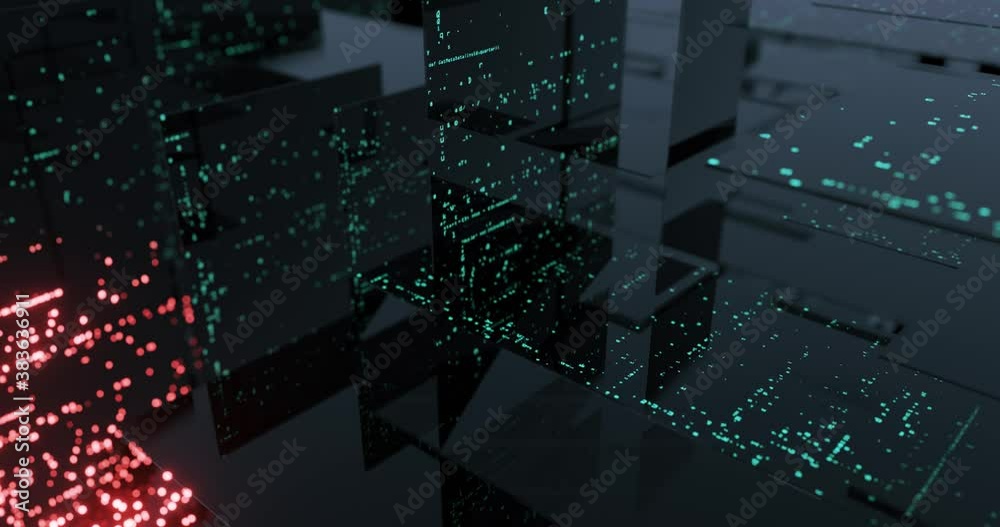 Poster digital transformation concept. computer programming code. science and technology background of big 