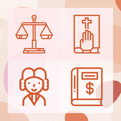 Simple set of law firm related lineal icons