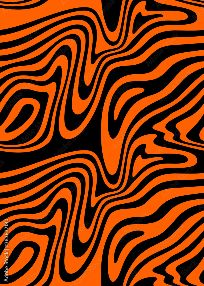 Poster seamless border with tiger print. vector illustration with optical illusion. exotic wild animalistic