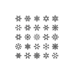 Set of Vector Snowflakes Shapes. Minimalist Style Design for Labels, Logos and Icons. Winter Frozen Geometric Symbol.