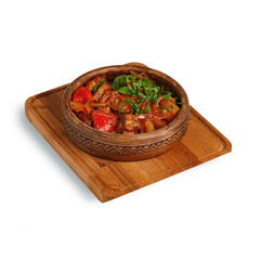 traditional Caucasian cuisine. village-style server. isolated on a white background