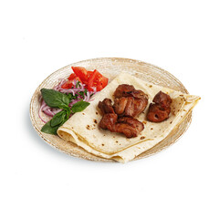 traditional Caucasian cuisine. village-style server. isolated on a white background