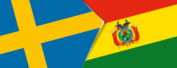 Sweden and Bolivia flags, two vector flags.