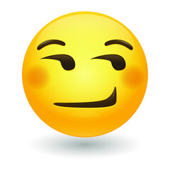 Smirking Emoji Vector art illustration design. Emoticon expression graphic round. Avatar kawaii style.