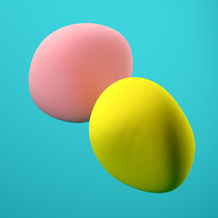 Abstract forms on blue background 3 D illustration