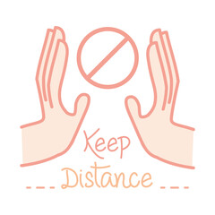 Obraz premium new normal, keep social distancing, after coronavirus, hand made style flat